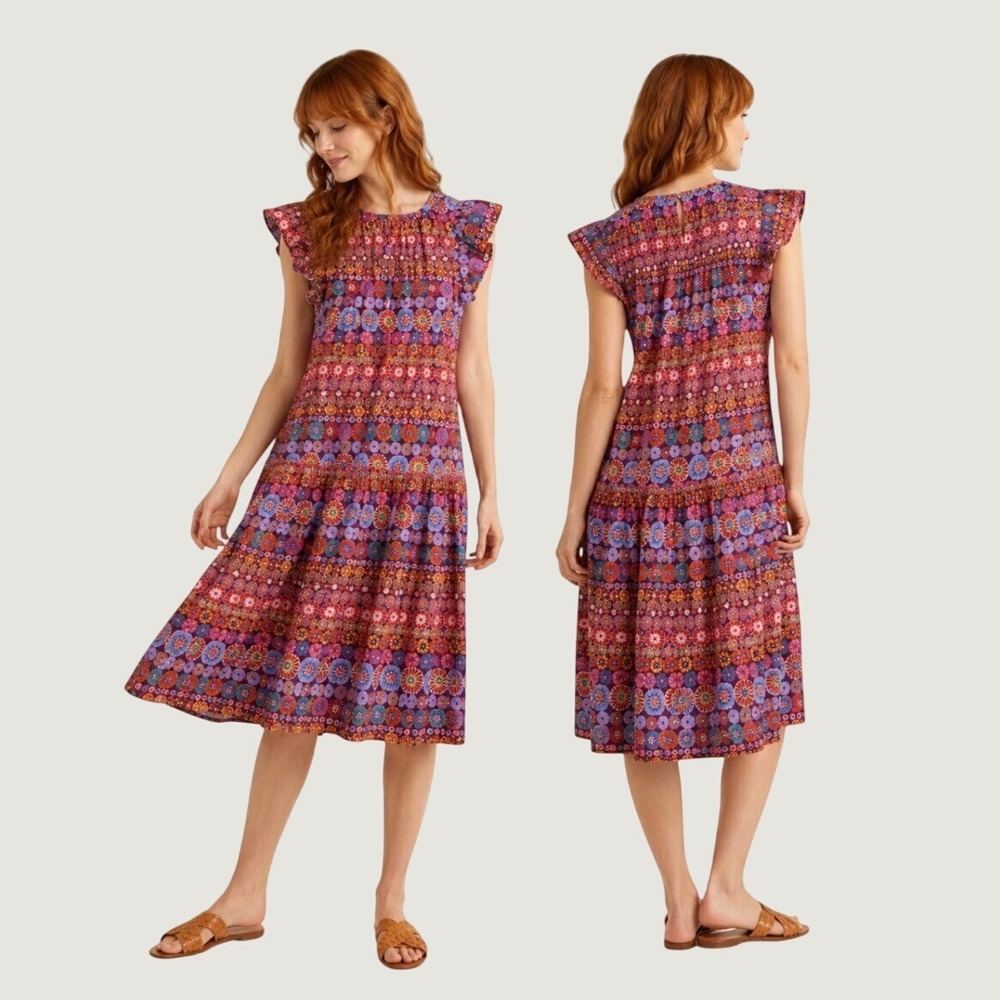 Pinch Floral Print Midi Dress in Red, Purple, Pink